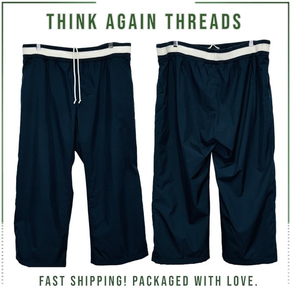 Nike Y2K Drawstring Windbreaker Track Pants Navy Blue Womens Size XL - Picture 1 of 9